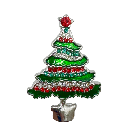 ACCESORII VESTIMENTARE CRACIUN - Brosa Craciun - Bradut cu strasuri TINNY, Argintiu