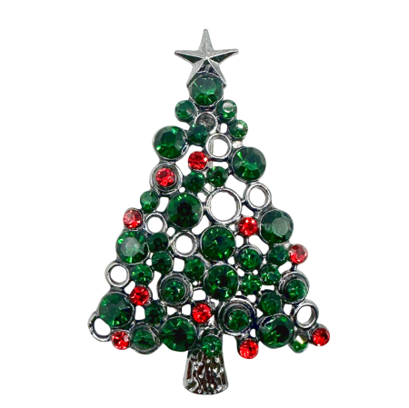 Brose & Cercei & Coliere - Brosa Craciun - Bradut cu strasuri MERRY, Argintiu