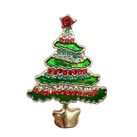 ACCESORII VESTIMENTARE CRACIUN - Brosa Craciun - Bradut cu strasuri TINNY, Auriu