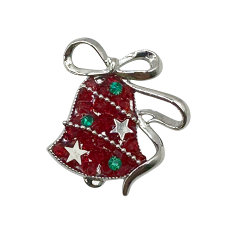 ACCESORII VESTIMENTARE CRACIUN - Brosa Craciun - Clopotel cu stelute JOY, Argintiu