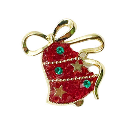 ACCESORII VESTIMENTARE CRACIUN - Brosa Craciun - Clopotel cu stelute JOY, Auriu