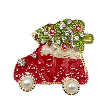 ACCESORII VESTIMENTARE CRACIUN - Brosa Craciun - Masina cu bradut JOY, Auriu