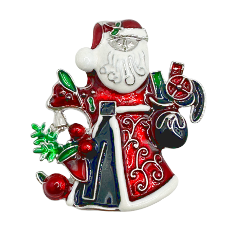 ACCESORII VESTIMENTARE CRACIUN - Brosa Craciun - Mos Craciun JOY, Argintiu