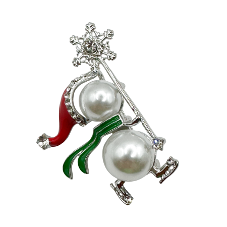 ACCESORII VESTIMENTARE CRACIUN - Brosa Craciun - Om de Zapada PEARLY, Argintiu