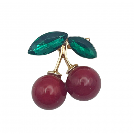Brose & Pandantive - Brosa cu Cirese CHERRYL, Auriu, 2.5cm