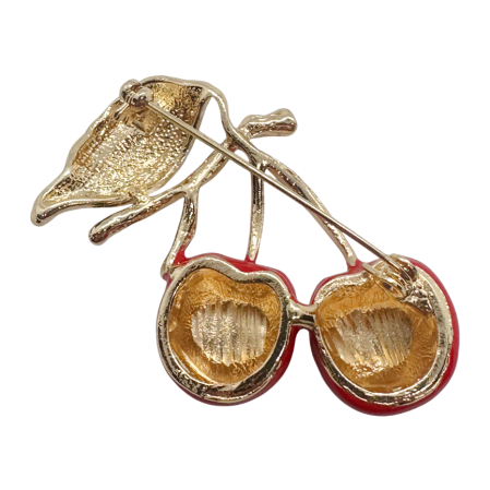 Brosa aurie cu Cirese rosii si frunza verde CHERIDA [1]