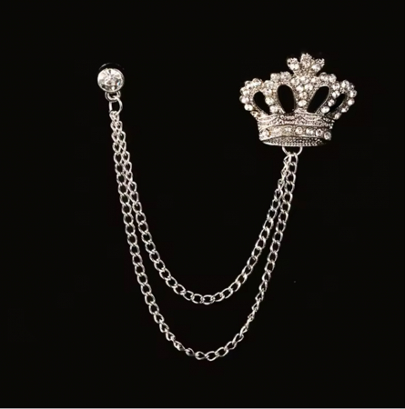 Brosa cu lant pentru rever CROWN, Argintiu [0]