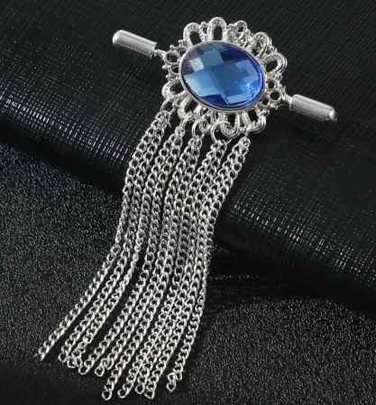 Brosa retro AZUL, Argintiu [1]
