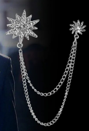 Brosa argintie cu lant si pin, Star [1]