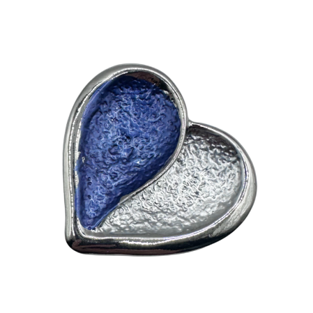 Brose & Pandantive - Broșă cu magnet - inimă albastra cu finisaj argintiu