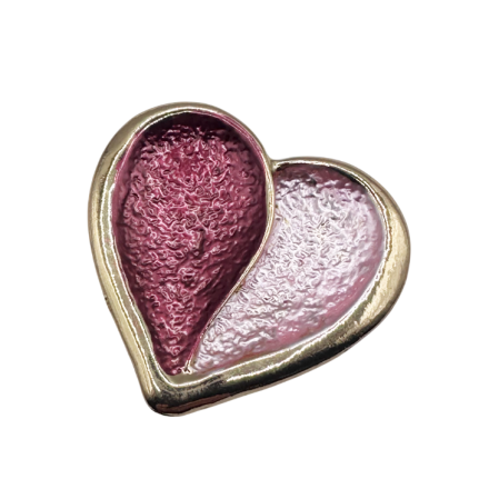 Brose & Pandantive - Broșă cu magnet - inimă roz cu finisaj auriu