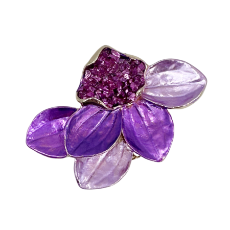 Brose & Pandantive - Brosa aurie cu magnet si floare mov cu cristale ESME - Model Elegant 