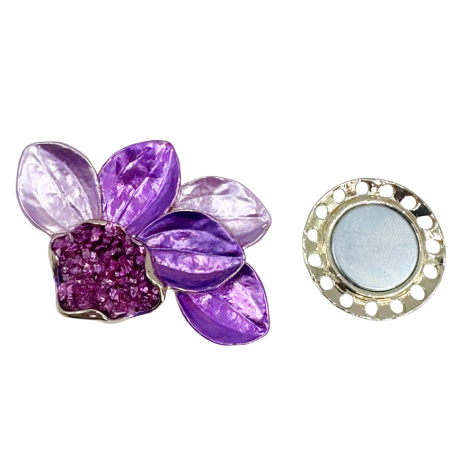 Brosa aurie cu magnet si floare mov cu cristale ESME - Model Elegant  [1]