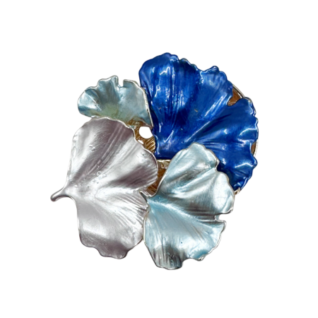 Brose & Pandantive - Brosa aurie cu magnet si frunze bleu GINKO - Model Elegant 