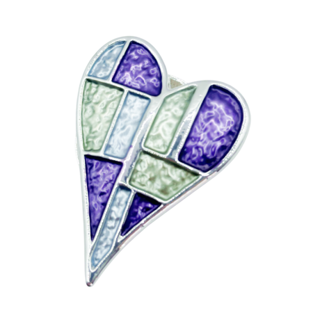 Brose & Pandantive - Brosa argintie cu magnet si inima mov ESME - Model Elegant 