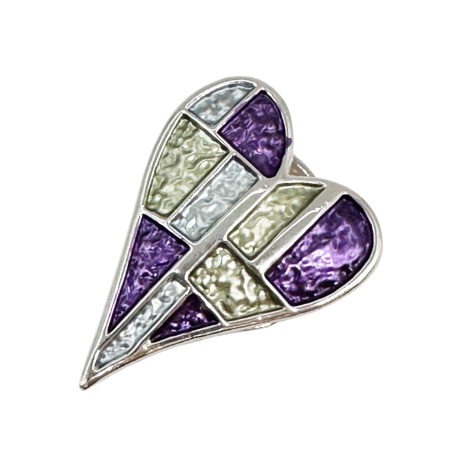 MODA & ACCESORII - Brosa argintie cu magnet si inima mov ESME - Model Elegant 