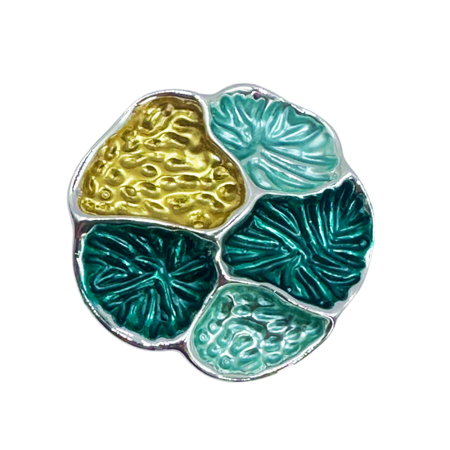 Brose & Pandantive - Brosa argintie cu magnet si mozaic verde ESME - Model Elegant 