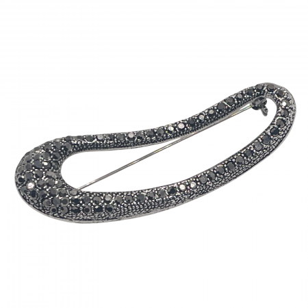Brose & Pandantive - Brosa cu marcasite CELINE, Argintiu, 7cm