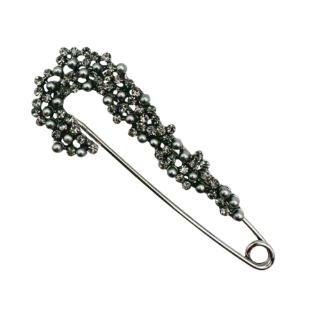 ACCESORII VESTIMENTARE FEMEI - Brosa cu margelute SOPHIE, Argintiu, 7.5cm