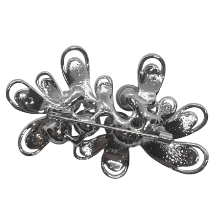 Brosa eleganta argintie cu perle si cristale REINA [1]