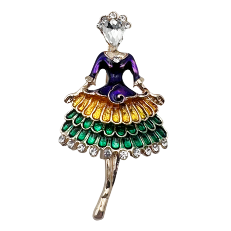 Brose & Pandantive - Brosa Dansatoare LUCIA cu Rochie Mov si Diadema