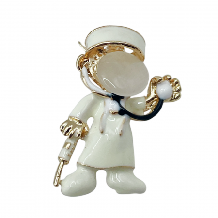 De Sezon - Brosa Doctor cu stetoscop TOM, Auriu, 3cm