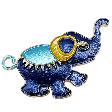 Brose & Pandantive - Brosa Elefant PERCY, Albastru/ Bleu, 5.5cm