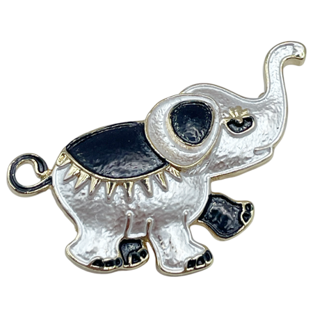 Brose & Pandantive - Brosa Elefant PERCY, Negru/ Gri, 5.5 cm
