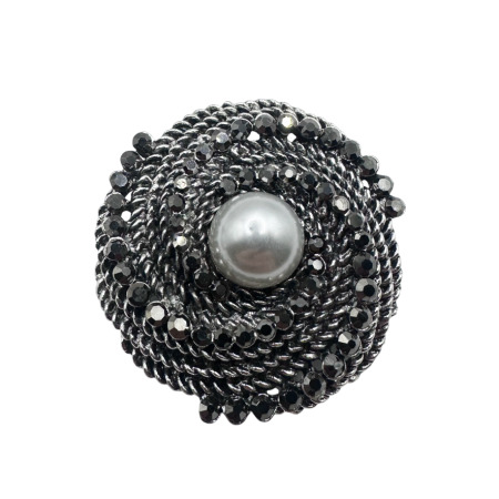 Brose - Brosa eleganta ELIZABETH argintie cu perla si strasuri