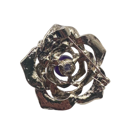 Brosa eleganta Floare DIANA aurie cu cristale negre si ametist [1]