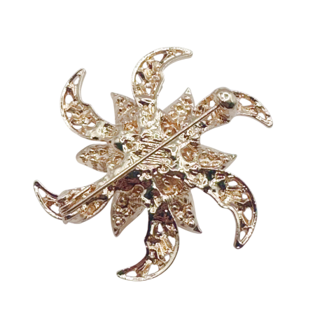 Brosa eleganta Floare GRACE aurie  cu perla si strasuri [1]