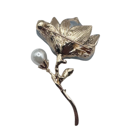 Broșă elegantă floare bleu cu perlă decorativă [1]