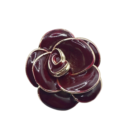 Brose - Broșă elegantă floare bordo cu contur auriu
