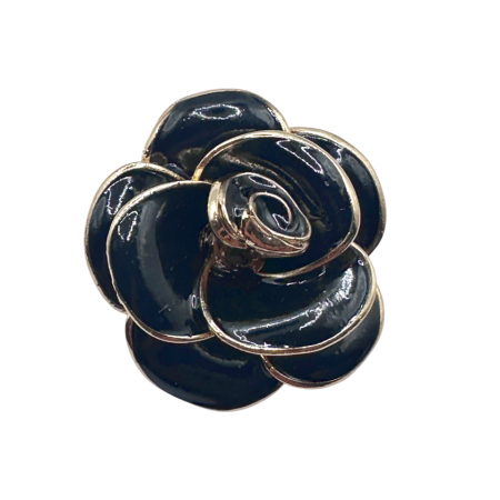 Brose - Broșă elegantă floare neagră cu contur auriu