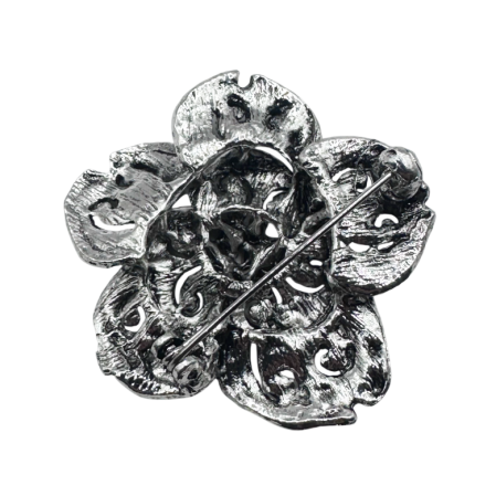 Brosa eleganta Floare SOPHIE cu cristale negre, Argintiu, 4.5 cm [1]