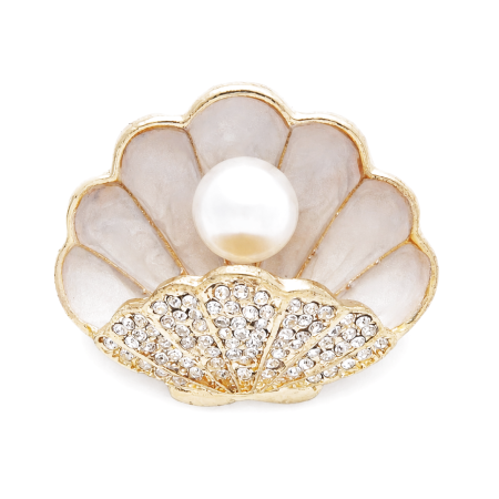 Brose & Lantisoare - Brosa eleganta in forma de scoica SHELLY cu perla si sidef