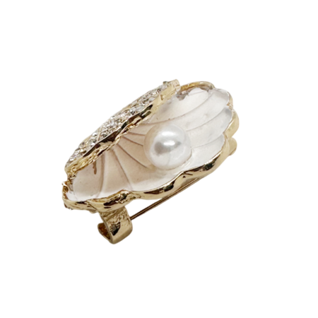 Brosa eleganta in forma de scoica SHELLY cu perla si sidef [2]