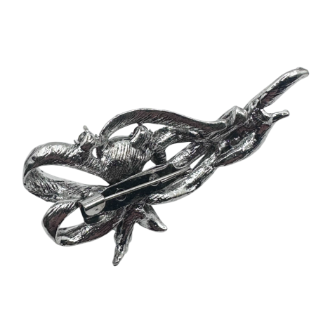 Brosa fundita vintage MARGARET argintie cu perla si strasuri [2]