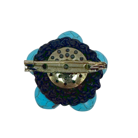 Broșă Floare Turcoaz cu margelute Roșii – Stil Boho Chic [1]