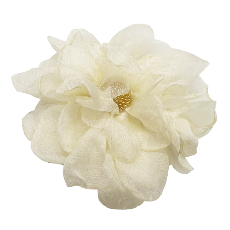 DE VARA - Brosa Floare crem din voal VINTAGE BLOOM, Cu clips pentru par