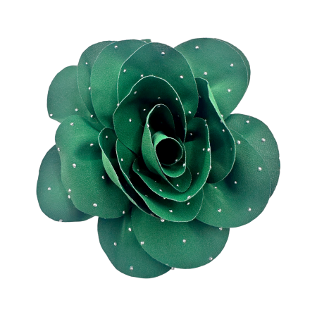 MODA & ACCESORII - Brosa Floare cu cristale DOTTY verde smarald - Cu clips pentru par