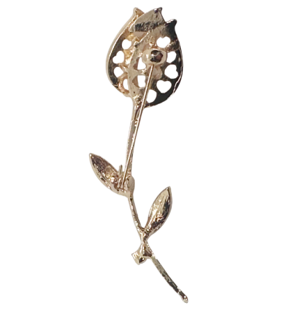 Broșă eleganta lalea aurie cu sidef alb și cristale [1]