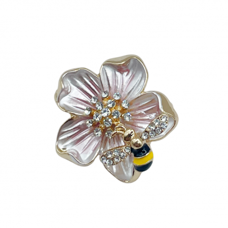 De Sezon - Brosa Floare cu strasuri LUCKY, Auriu, 2.5cm