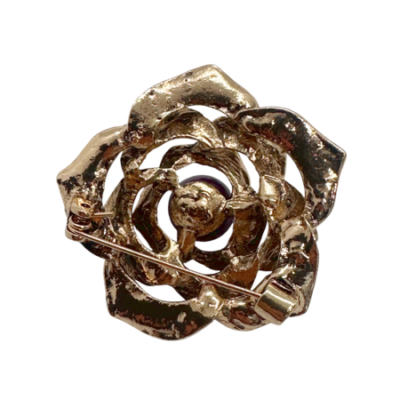 Brosa vintage aurie Floare DIANA cu marcasite si ametist [2]