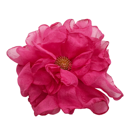 DE VARA - Brosa Floare fucsia din voal VINTAGE BLOOM, Cu clips pentru par