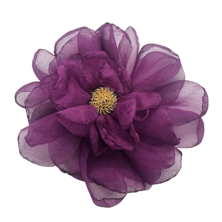 DE VARA - Brosa Floare mov din voal VINTAGE BLOOM, Cu clips pentru par