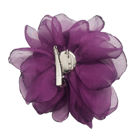 Brosa Floare mov din voal VINTAGE BLOOM, Cu clips pentru par [1]