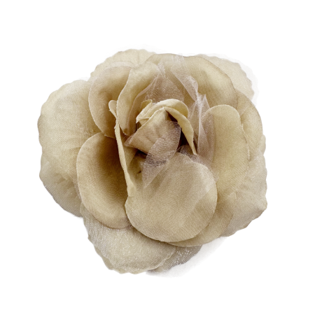 MARTISOR - Brosa Eleganta Trandafir REINA, Bej inchis, 13 cm