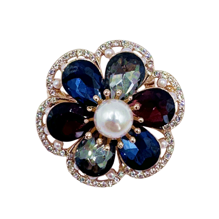 Brose & Pandantive - Brosa Eleganta Floare cu perla si cristale - design vintage