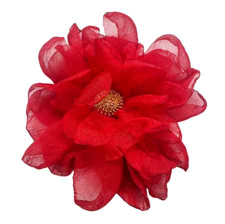DE VARA - Brosa Floare rosie din voal VINTAGE BLOOM, Cu clips pentru par